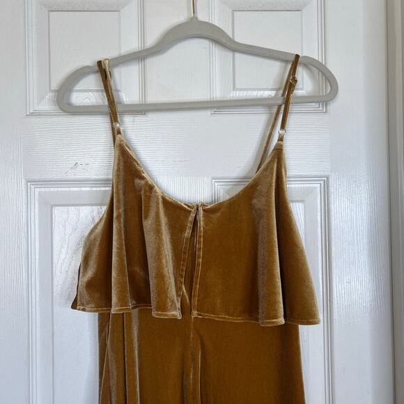 ELLIATT Gold Velvet Velour Midi Ruffle Cocktail Dress Revolve Size Large Party - Picture 8 of 8